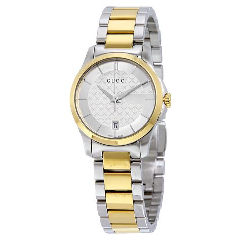 gucci g-timeless silver dial two-tone women's watch ya126531|Gucci g timeless watches.